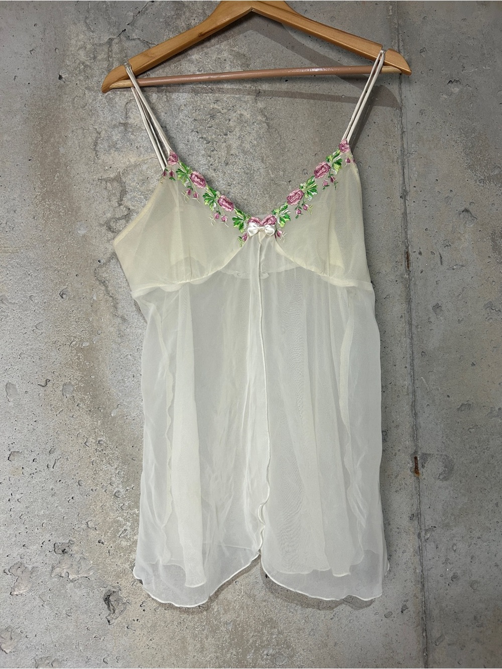 Vintage cinema eliole cream sheer floral babydoll lingerie small
